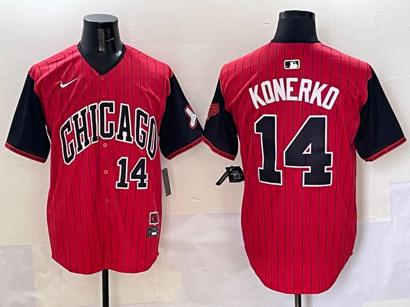 Men Chicago White Sox #14 Konerko Red Stripe Joint Name Nike 2025 MLB Jersey style 10